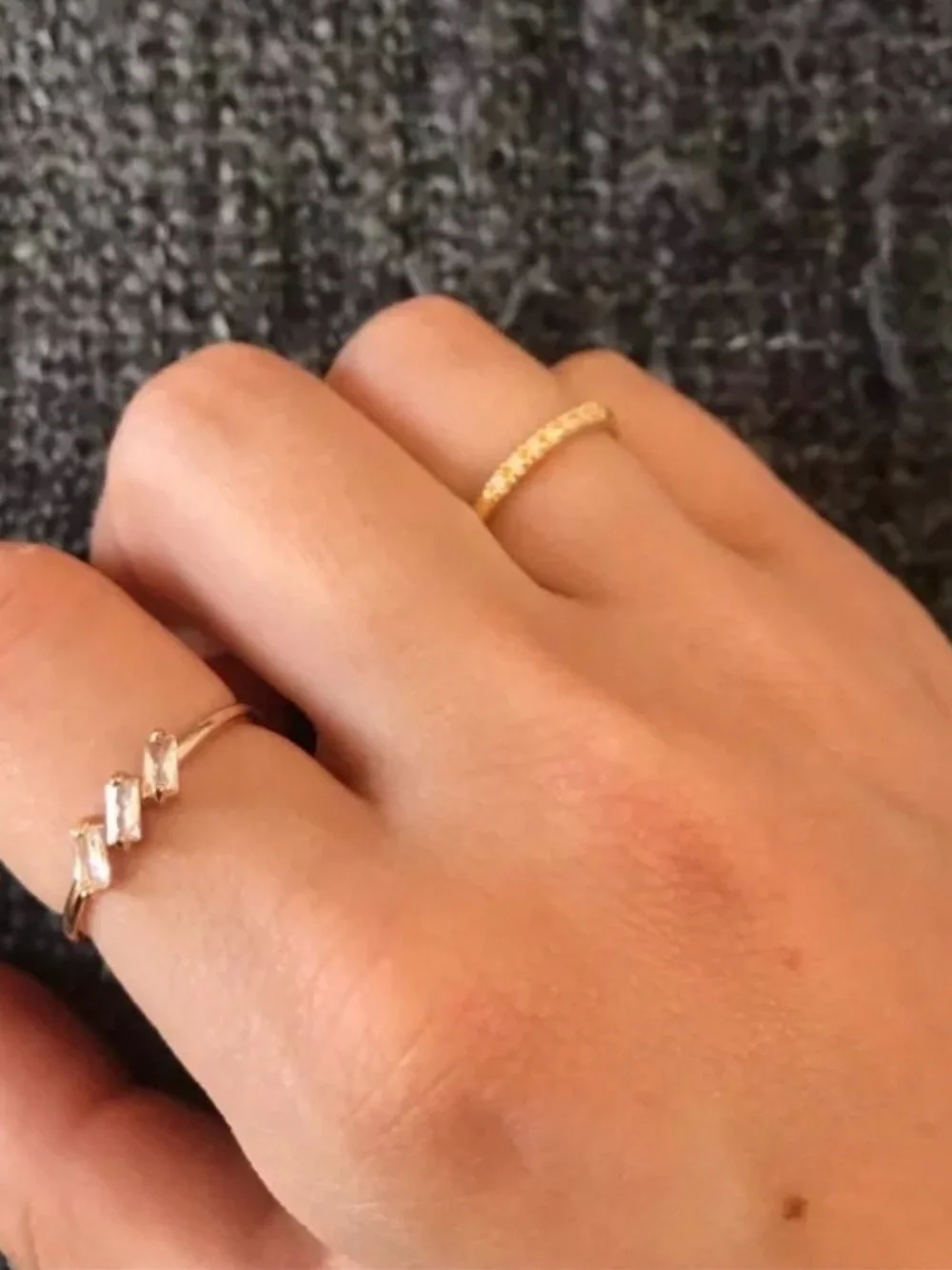 Gold Minimalist Baguette CZ Ring - Elegant White Stones